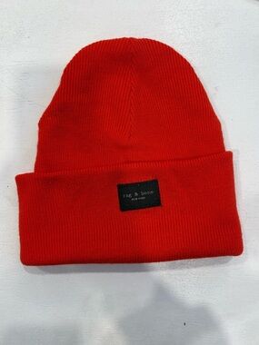 rag & bone Red Folded Cuff Knit Beanie